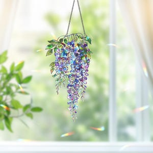 Wisteria Branch Suncatcher, Gift for Mom, Floral Window Decor for Spring, Garden Flower Gift, Flower Home Decor, Wisteria Decor, Flower Gift